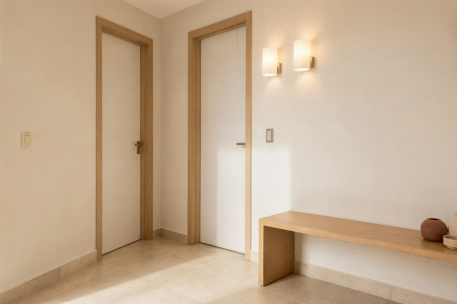 Pasillo con las puertas cerradas de unas salas de tratamiento